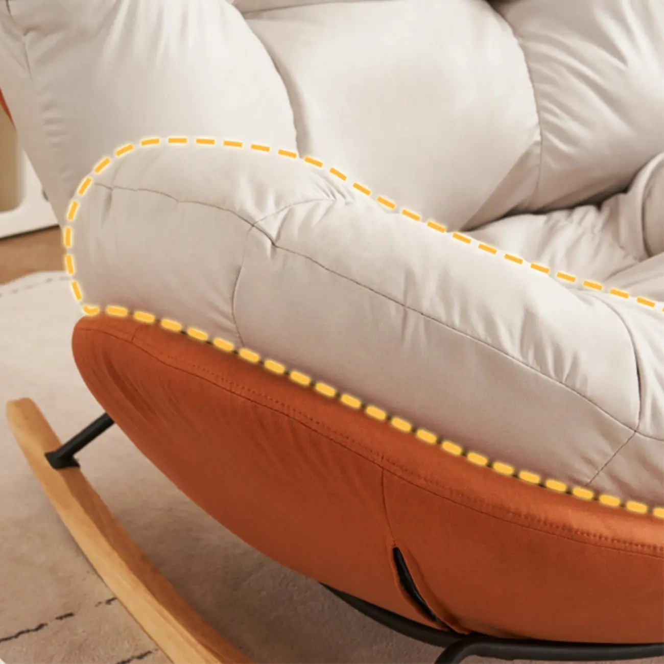 Rounded Upholstered Rocking Chair Contemporary for Bedroom Image - 11 | homeyfad