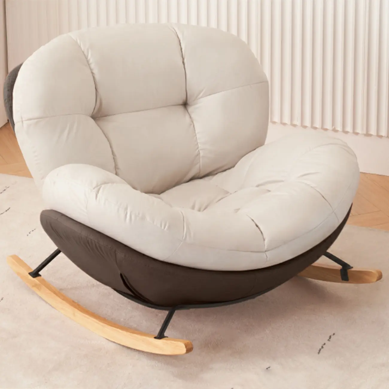 Rounded Upholstered Rocking Chair Contemporary for Bedroom Image - 12 | homeyfad