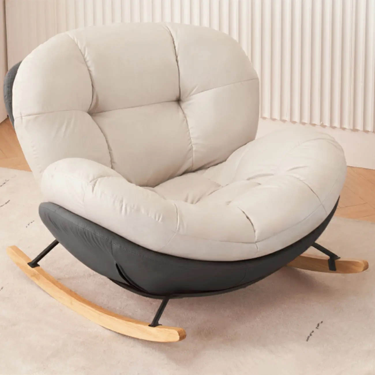 Rounded Upholstered Rocking Chair Contemporary for Bedroom Image - 13 | homeyfad