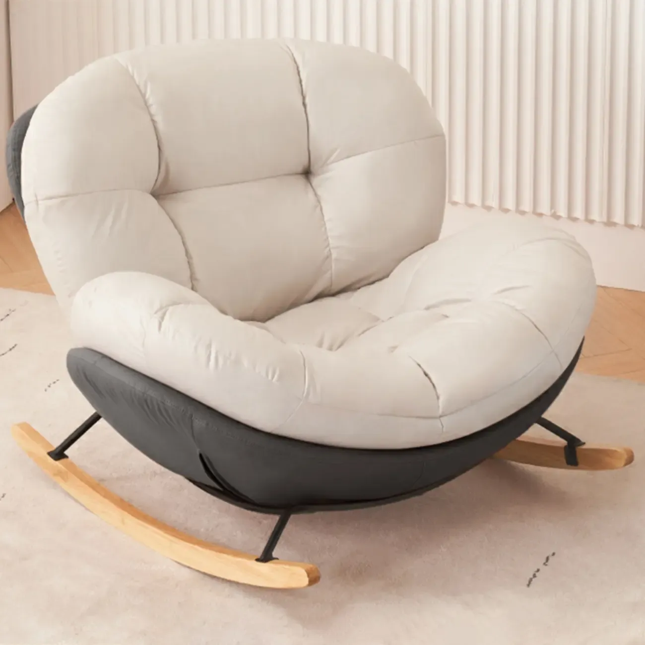 Rounded Upholstered Rocking Chair Contemporary for Bedroom Image - 13
