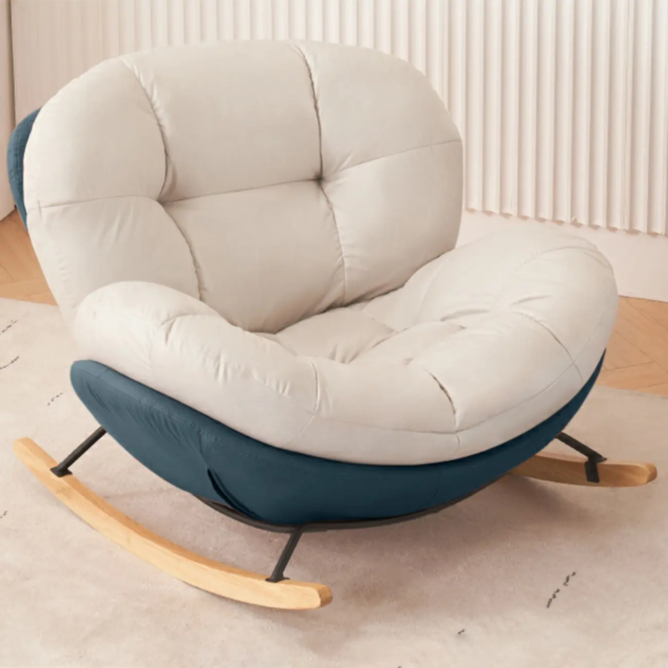 Rounded Upholstered Rocking Chair Contemporary for Bedroom Image - 14 | homeyfad