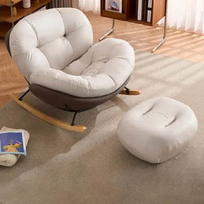 Rounded Upholstered Rocking Chair Contemporary for Bedroom Image - 15