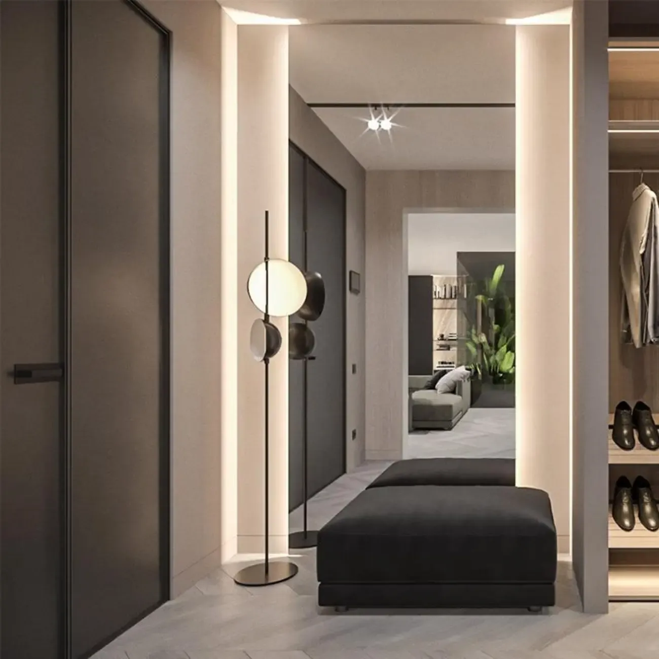 2-Light Modern LED Black Floor Lamp for Living Room Image - 5