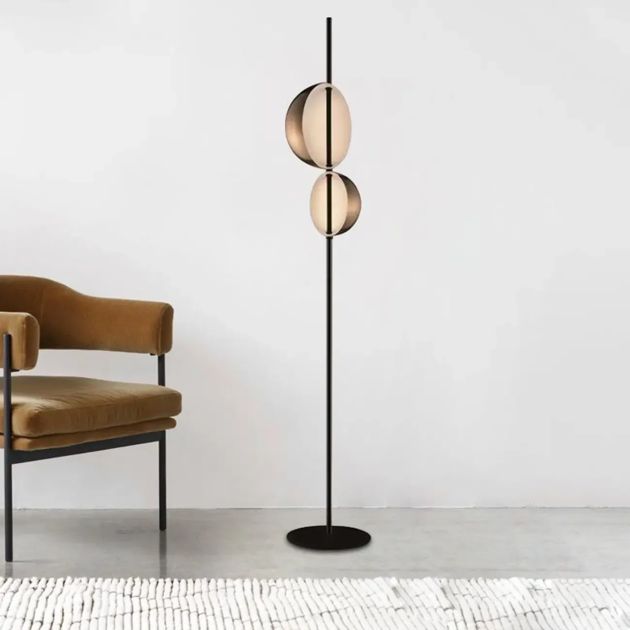 2-Light Modern LED Black Floor Lamp for Living Room Image - 6