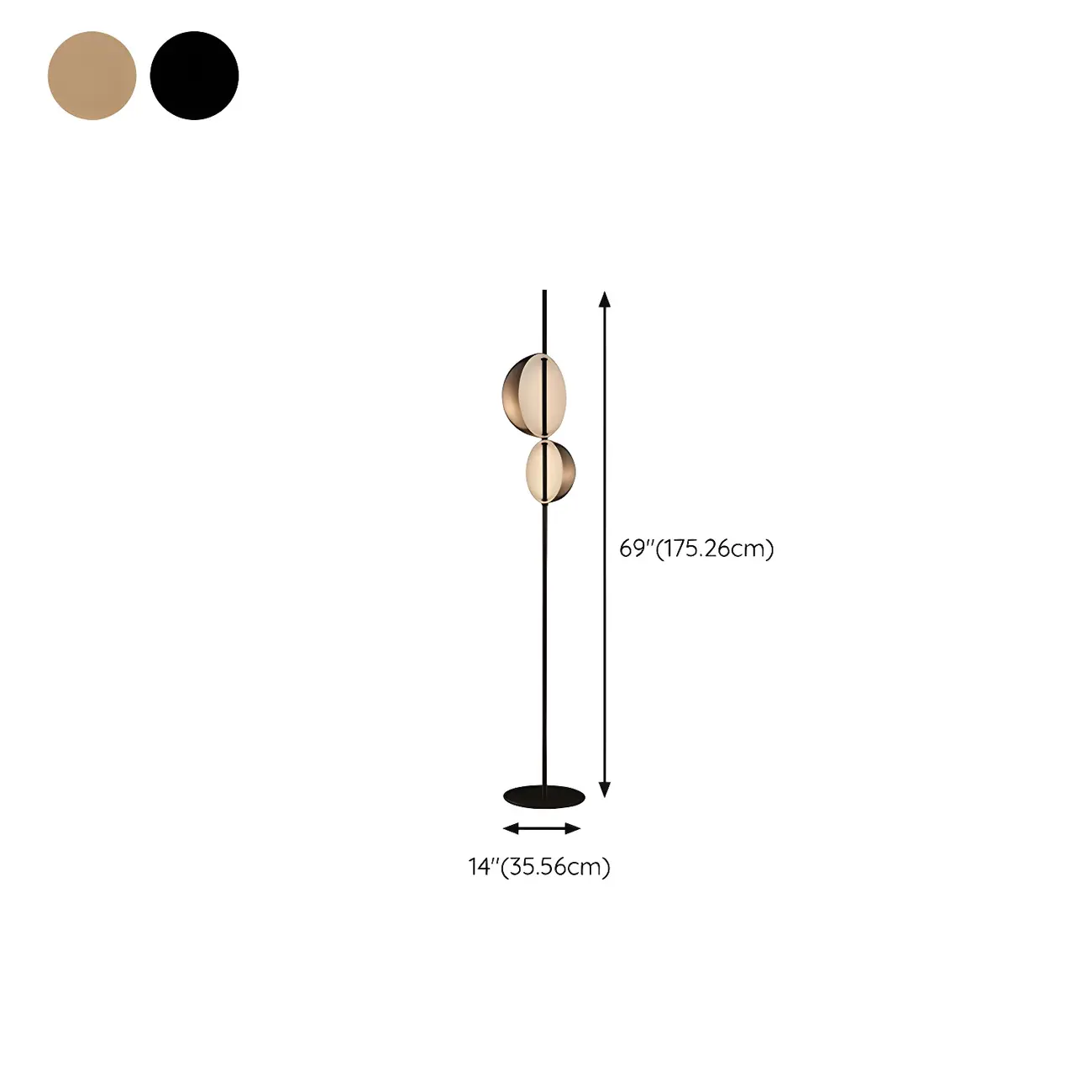2-Light Modern LED Black Floor Lamp for Living Room #size