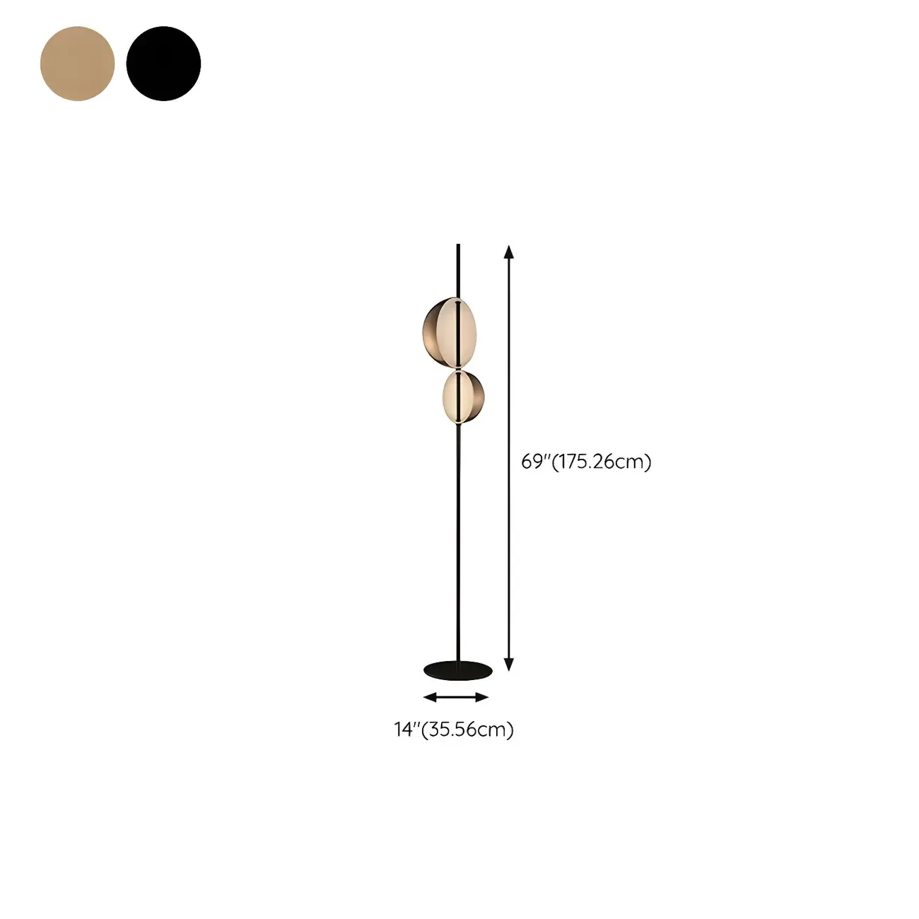 2-Light Modern LED Black Floor Lamp for Living Room #size