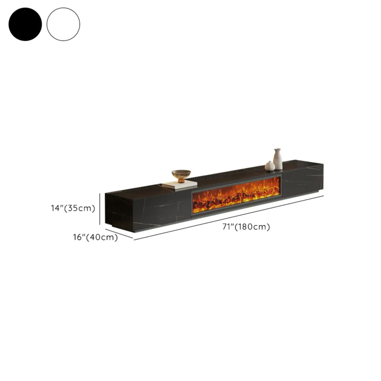 Modern Stone Fireplace TV Stand with Lighting for Living Room #size