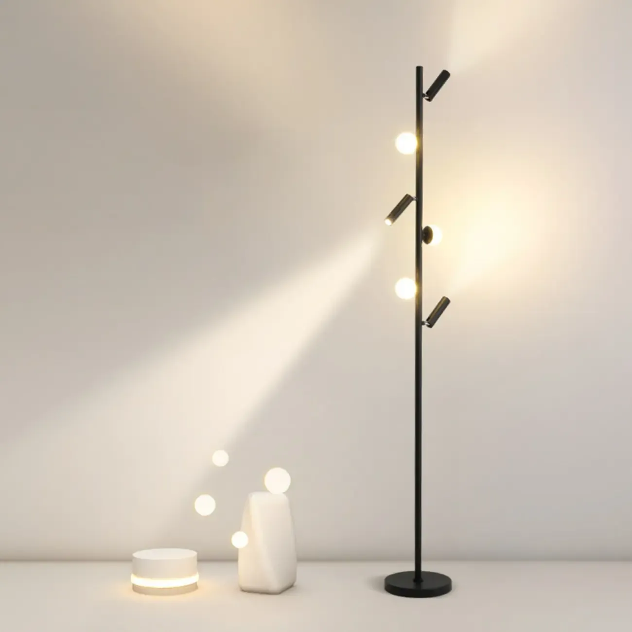 6-Light LED Black Tree Floor Lamp for Living Room Decor Image - 1