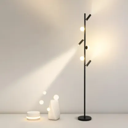 6-Light LED Black Tree Floor Lamp for Living Room Decor Image - 1