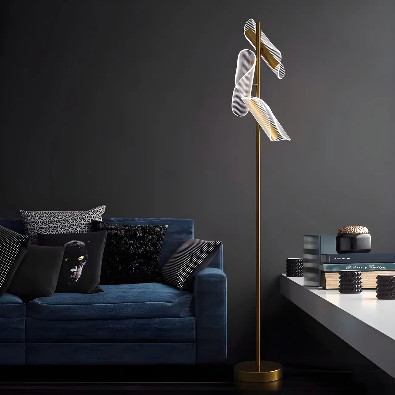 3-Light Unique Dimmable Gold Floor Lamp with Adjustable Head Image - 7 | homeyfad