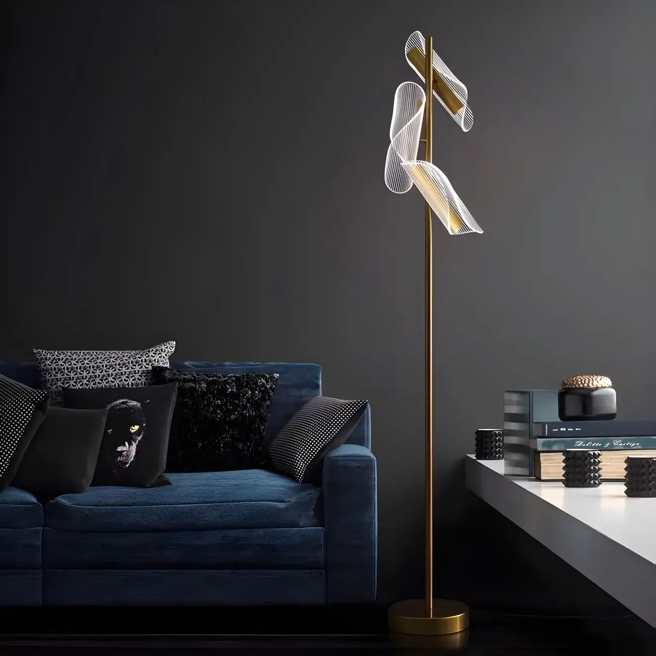 3-Light Unique Dimmable Gold Floor Lamp with Adjustable Head Image - 7