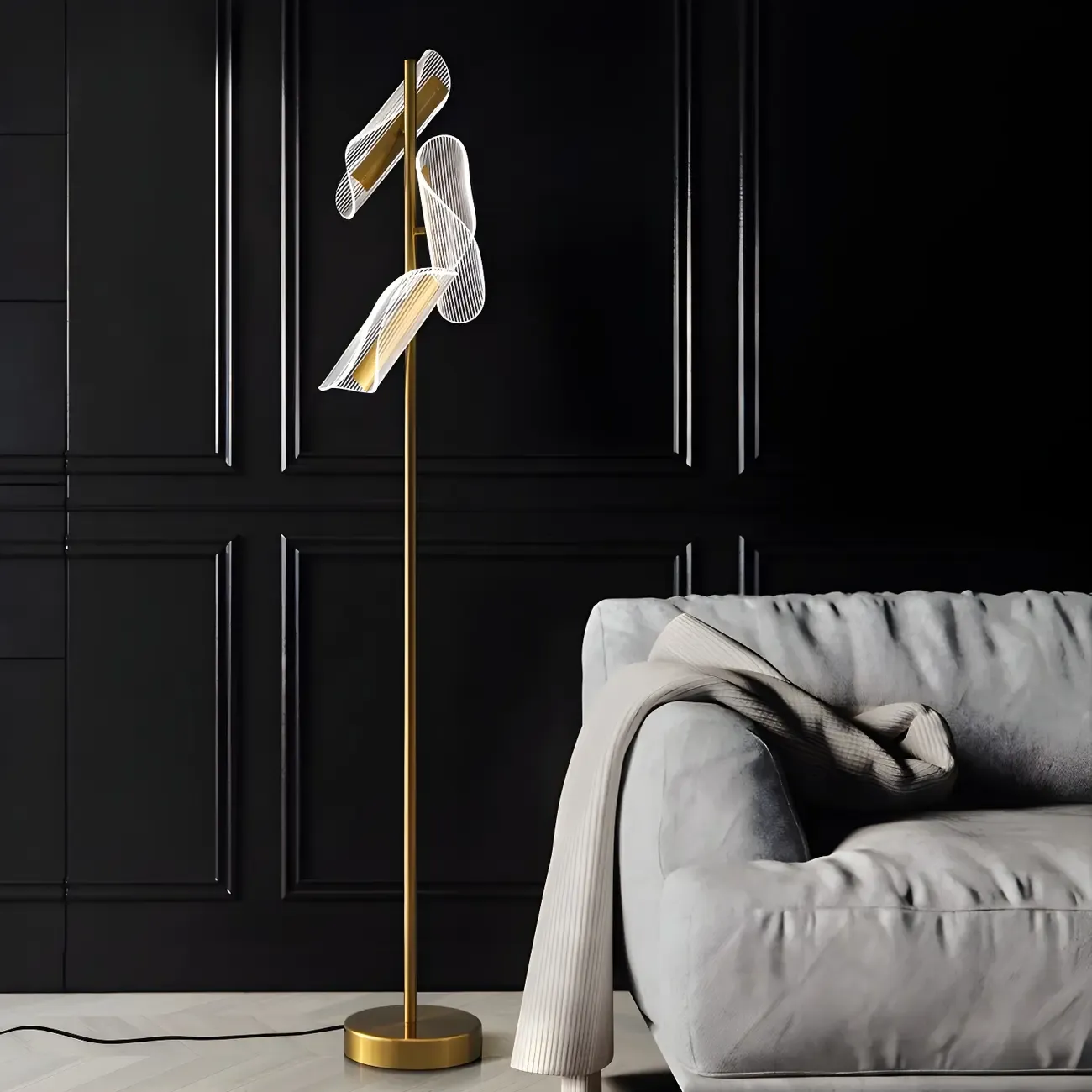 3-Light Unique Dimmable Gold Floor Lamp with Adjustable Head Image - 9