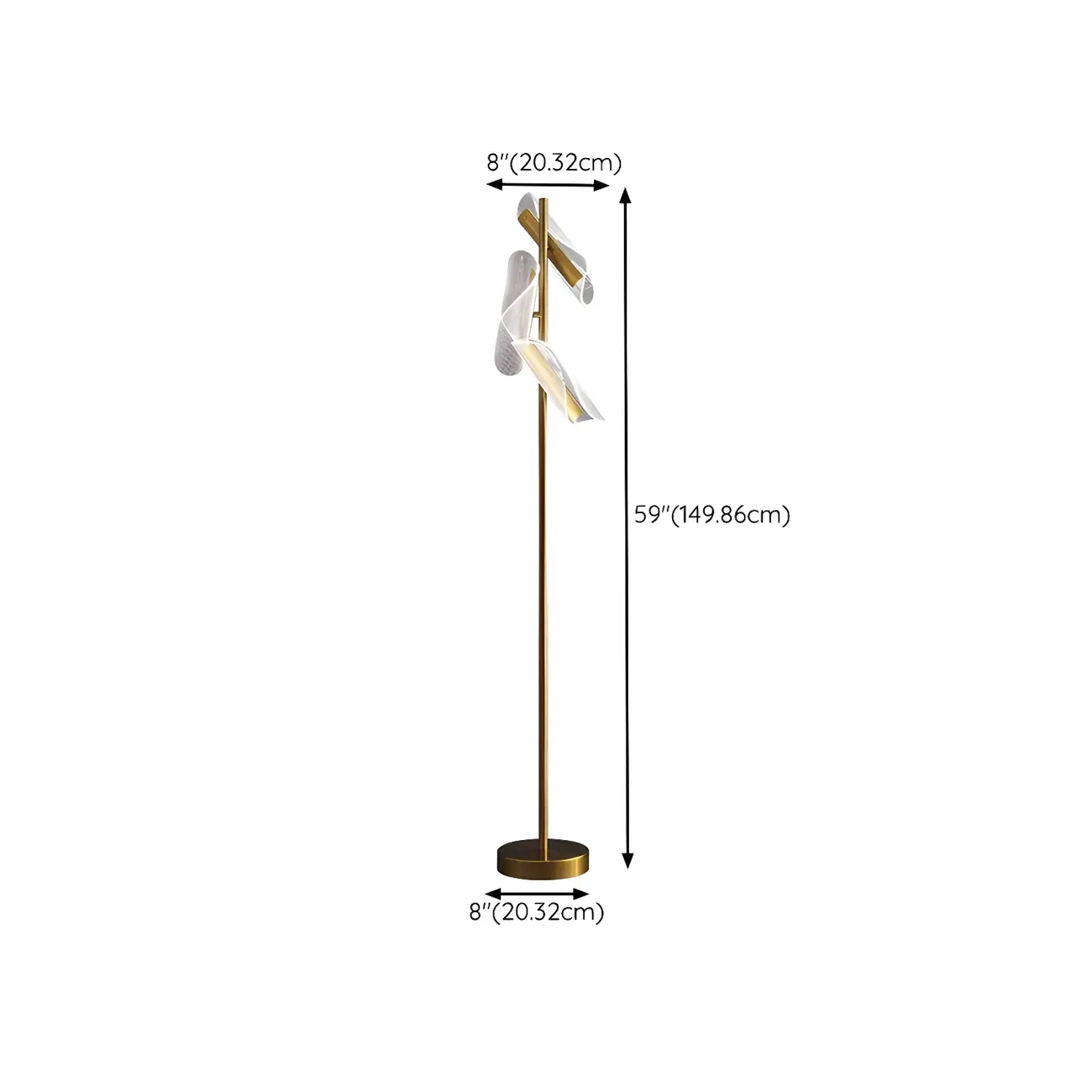 3-Light Unique Dimmable Gold Floor Lamp with Adjustable Head #size