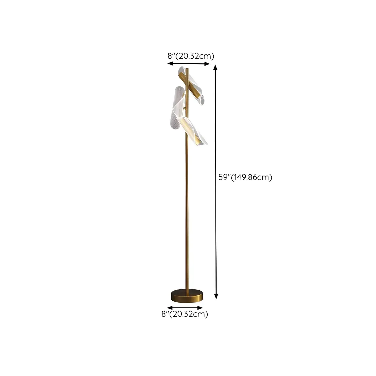 3-Light Unique Dimmable Gold Floor Lamp with Adjustable Head #size