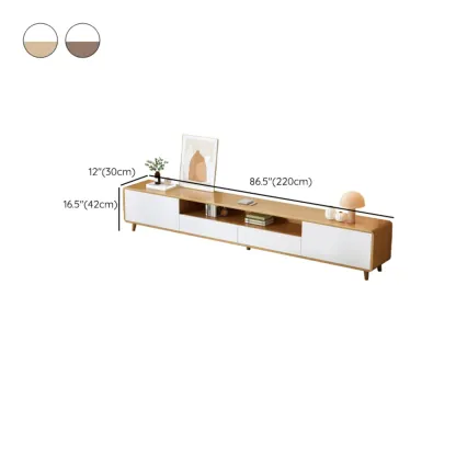 Durable Wooden TV Stand with Open Storage & Drawers Image - 20