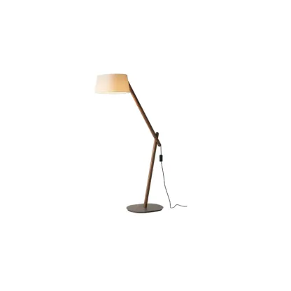 Elegant Arched Wood Floor Lamp with Beige Fabric Shade Image - 3
