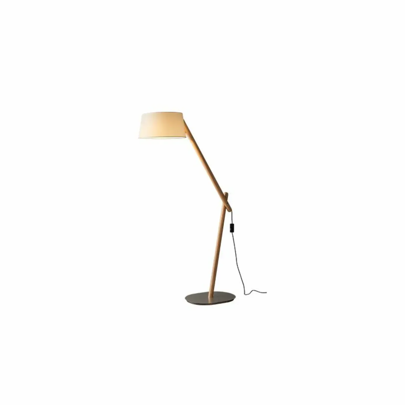 Elegant Arched Wood Floor Lamp with Beige Fabric Shade Image - 8