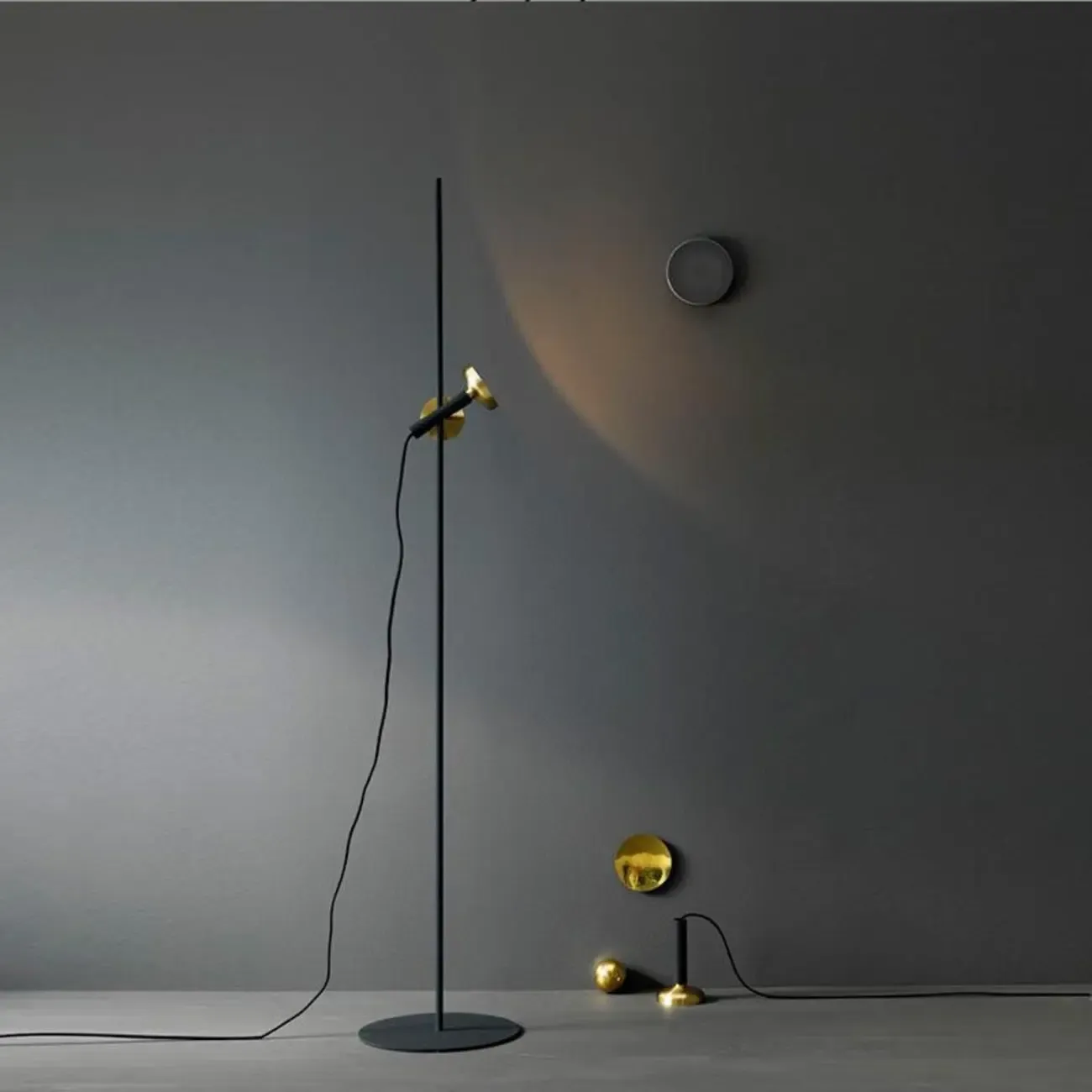 Modern Geometric Black Gold Floor Lamp for Living Room Image - 1