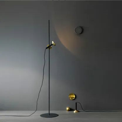Modern Geometric Black Gold Floor Lamp for Living Room Image - 1