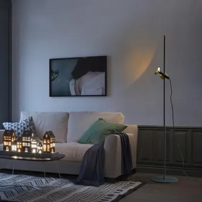 Modern Geometric Black Gold Floor Lamp for Living Room Image - 3
