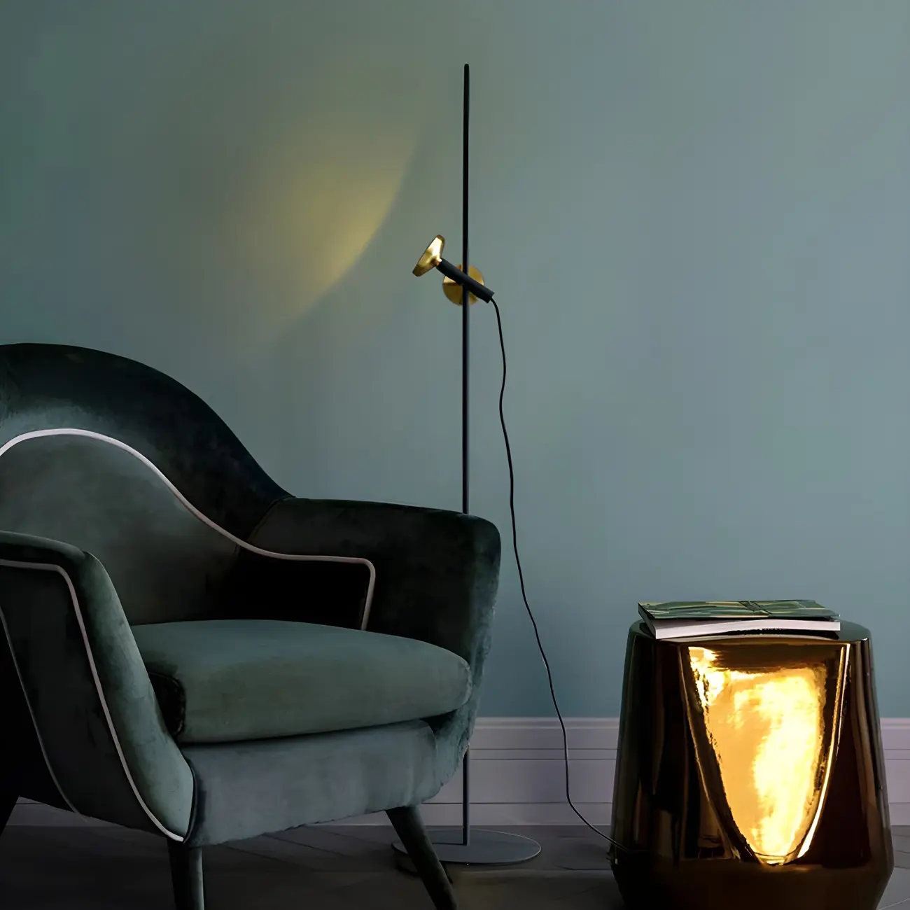 Modern Geometric Black Gold Floor Lamp for Living Room Image - 4 | homeyfad
