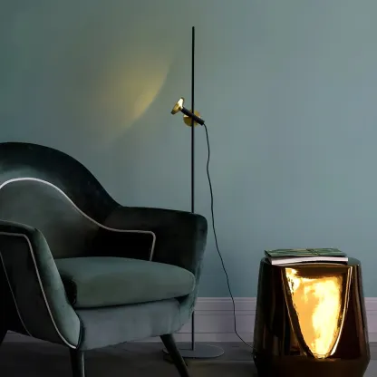 Modern Geometric Black Gold Floor Lamp for Living Room Image - 4