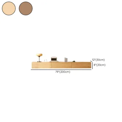 Classic Wall-Mounted Natural Wood TV Stand for Living Room Image - 14