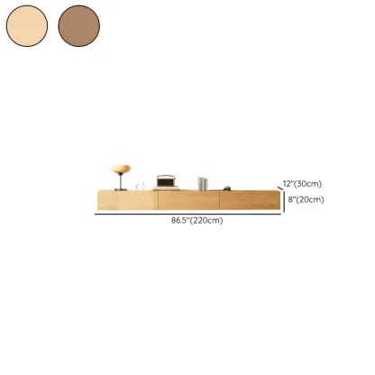 Classic Wall-Mounted Natural Wood TV Stand for Living Room Image - 15