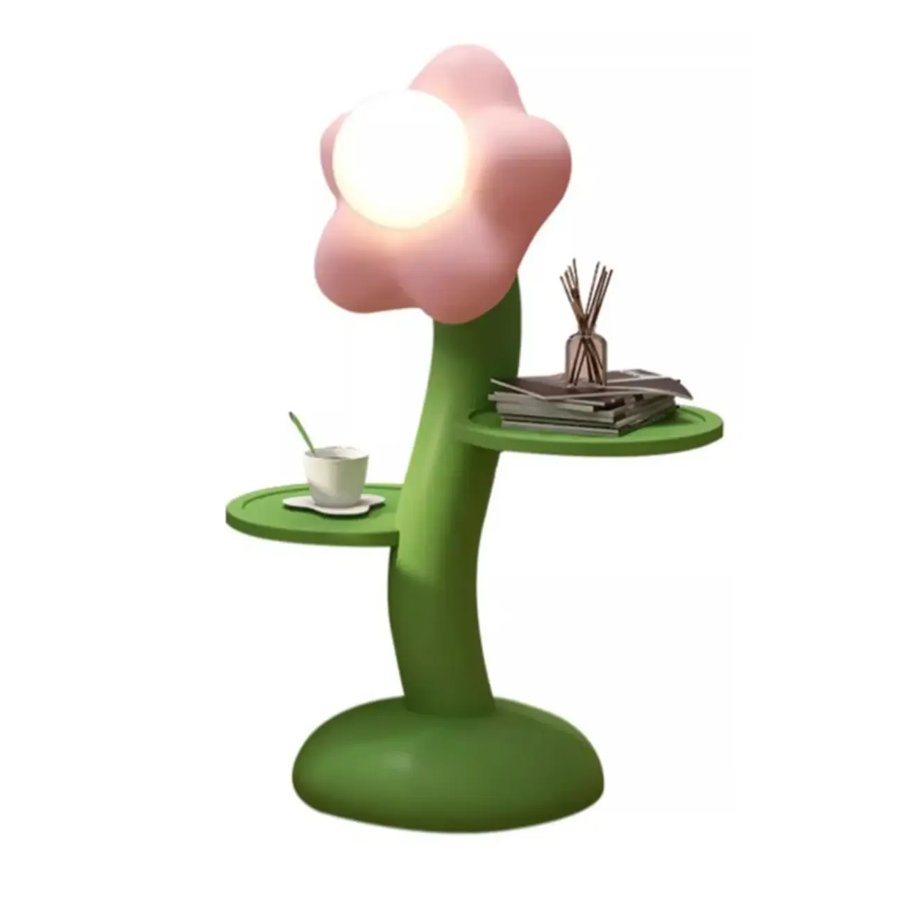 Unique Flower Shape Rechargeable Kids Floor Lamp with Table Image - 11