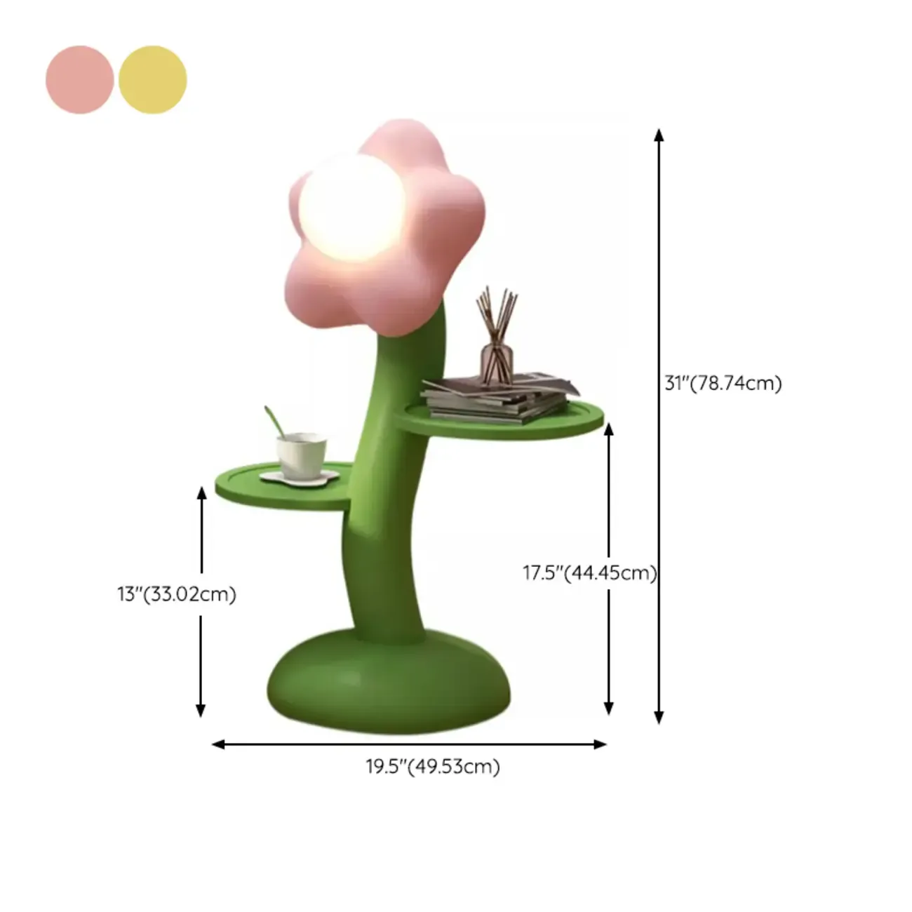 Unique Flower Shape Rechargeable Kids Floor Lamp with Table #size