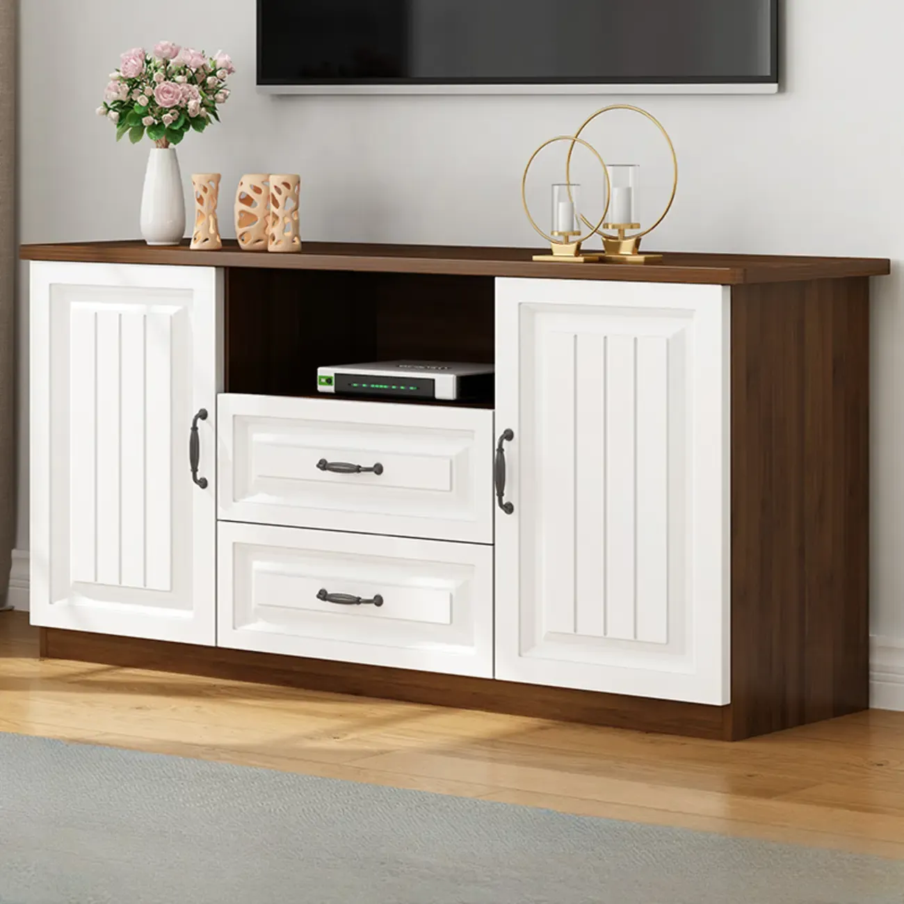 Minimalist Wooden TV Stand with Ample Storage for Home Use Image - 2