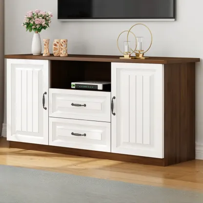 Minimalist Wooden TV Stand with Ample Storage for Home Use Image - 2