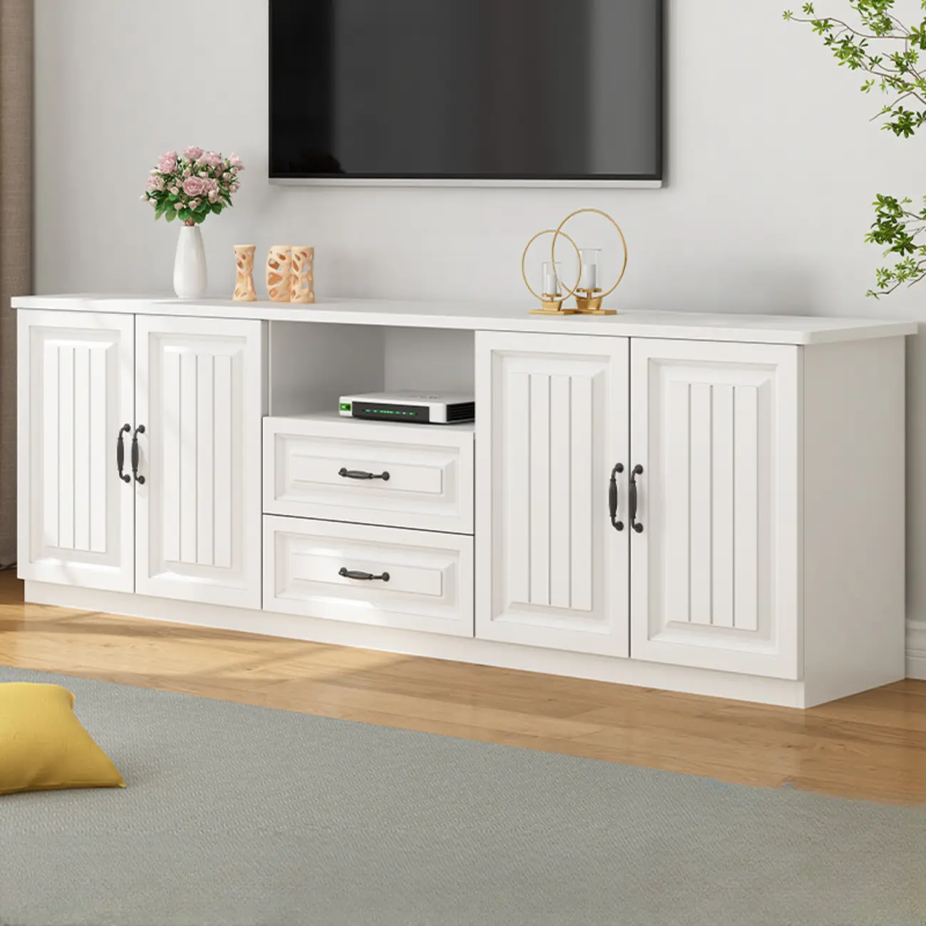 Minimalist Wooden TV Stand with Ample Storage for Home Use Image - 3 | homeyfad