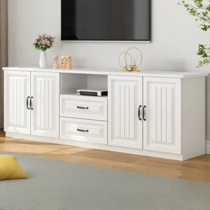 Minimalist Wooden TV Stand with Ample Storage for Home Use Image - 3