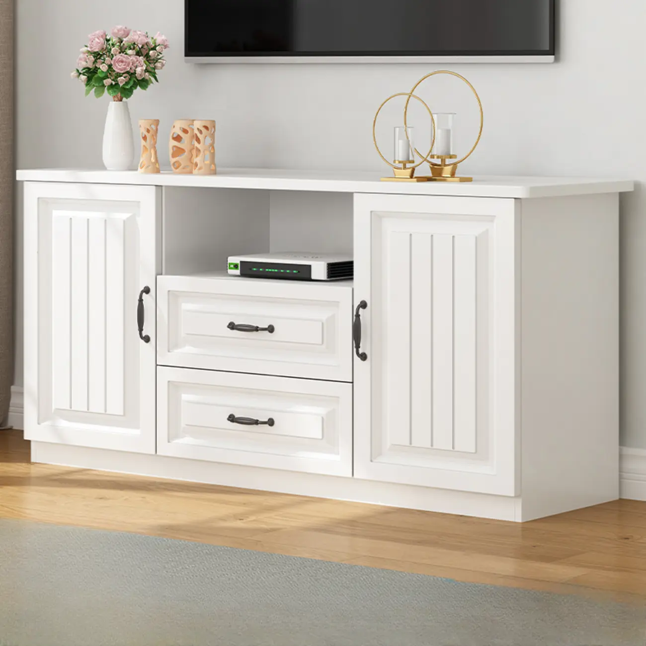 Minimalist Wooden TV Stand with Ample Storage for Home Use Image - 4 | homeyfad