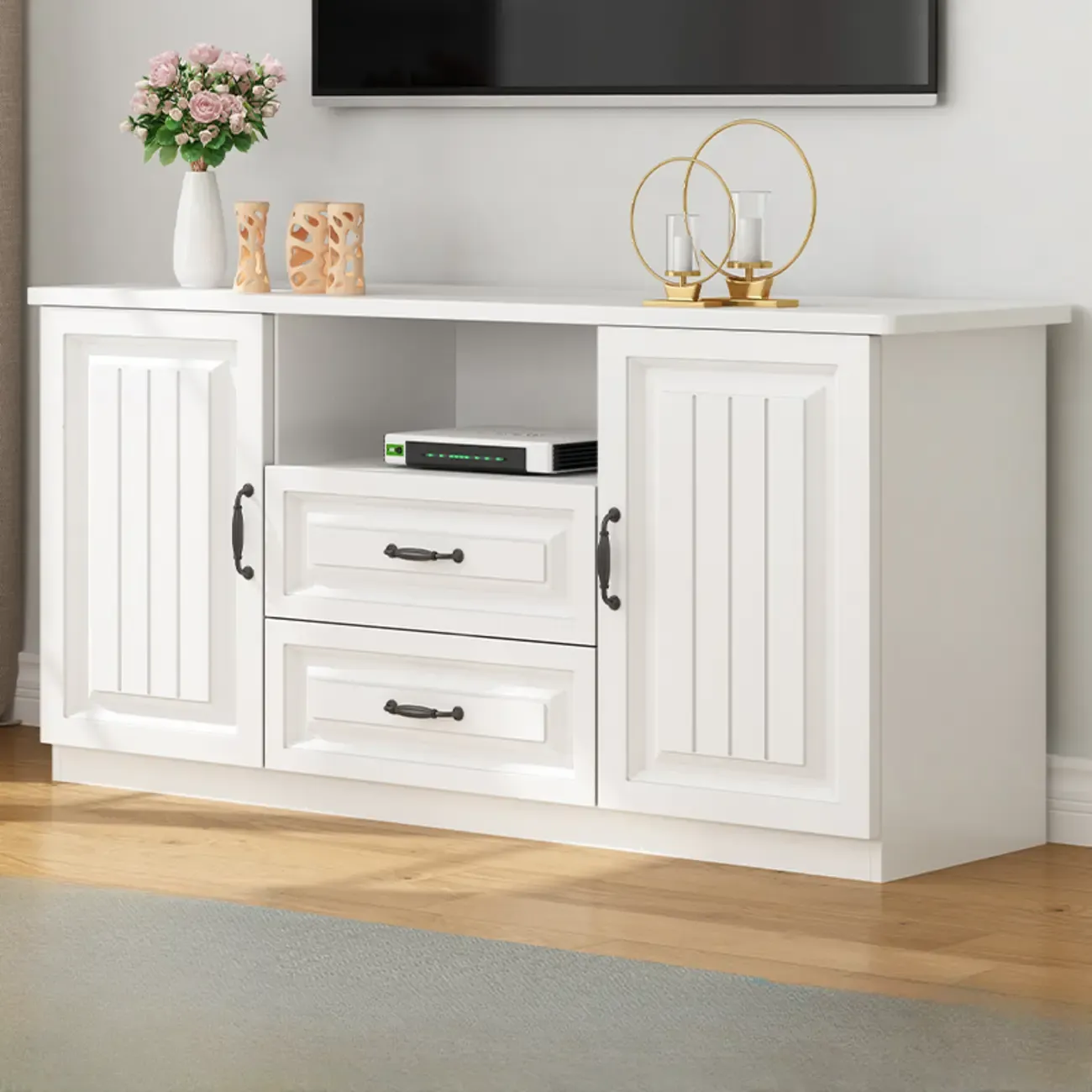 Minimalist Wooden TV Stand with Ample Storage for Home Use Image - 4