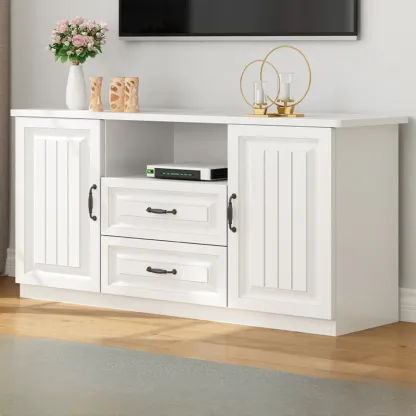 Minimalist Wooden TV Stand with Ample Storage for Home Use Image - 4