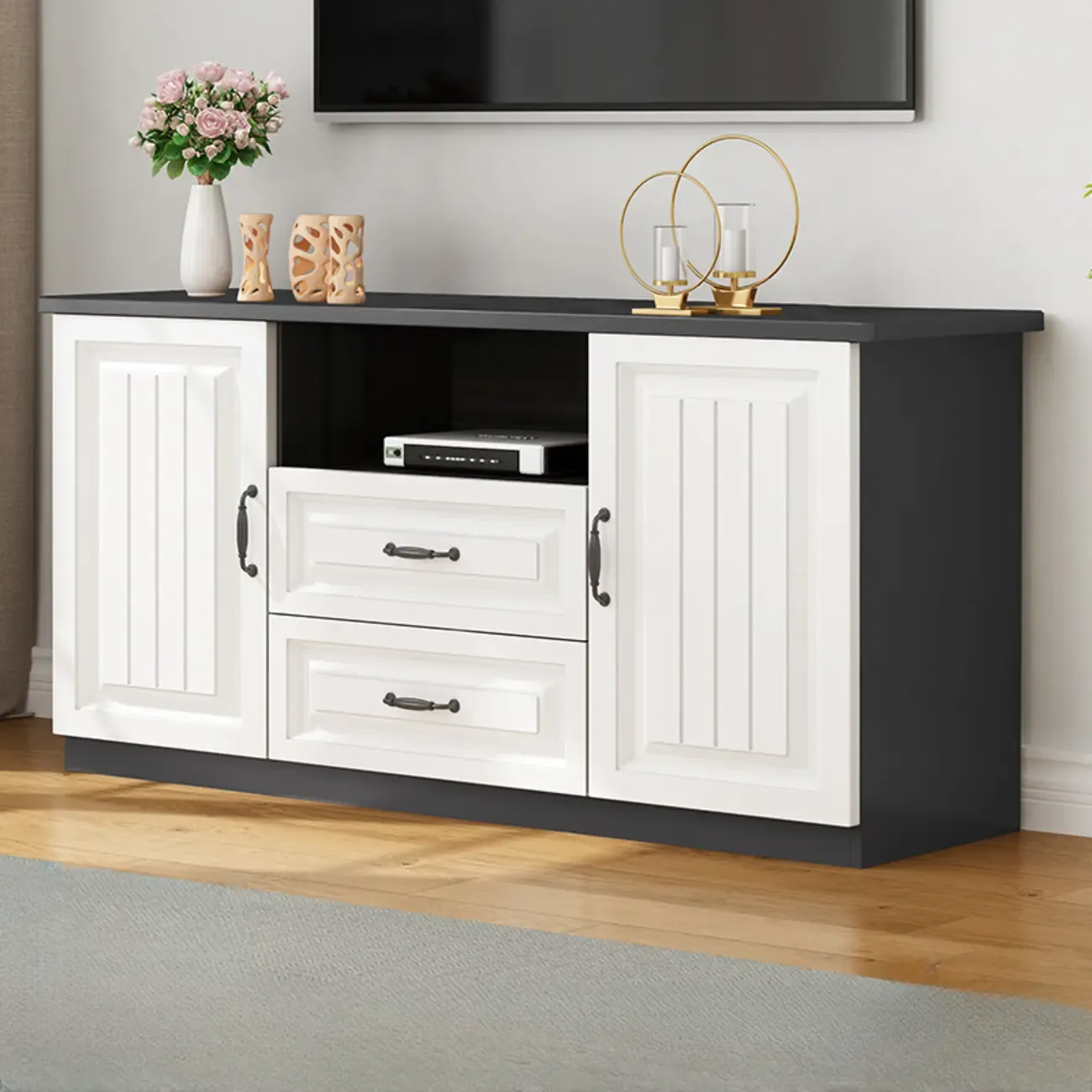Minimalist Wooden TV Stand with Ample Storage for Home Use Image - 7