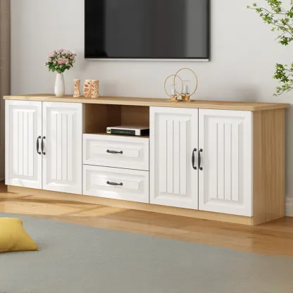 Minimalist Wooden TV Stand with Ample Storage for Home Use Image - 9