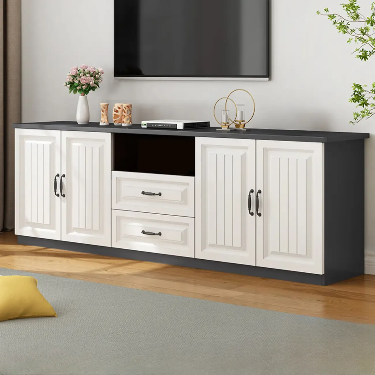 Minimalist Wooden TV Stand with Ample Storage for Home Use Image - 11