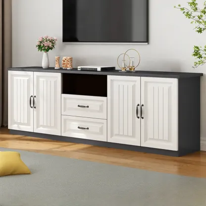 Minimalist Wooden TV Stand with Ample Storage for Home Use Image - 11