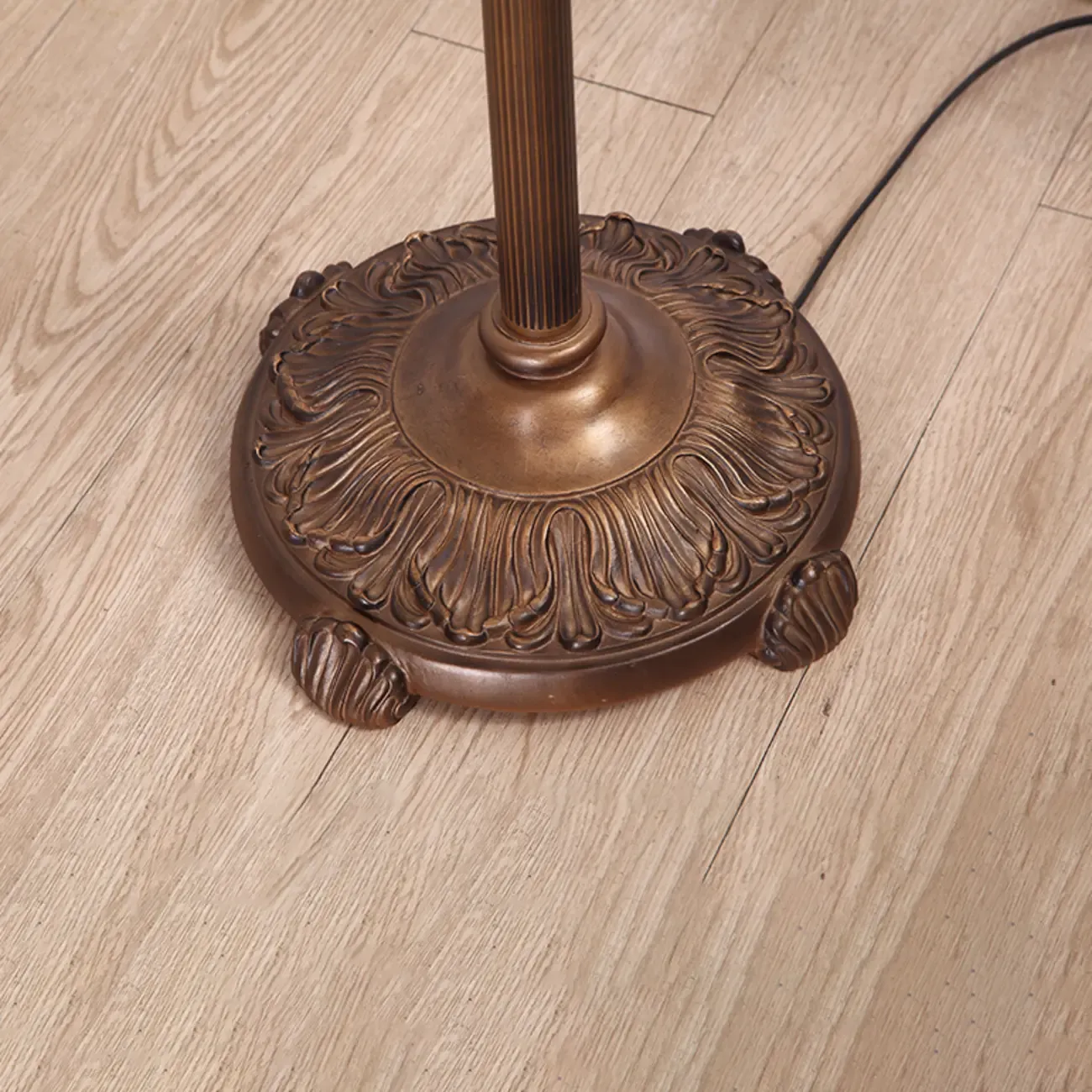 2-Light Antique Stained Glass Dome Floor Lamp for Cozy Interiors Image - 5