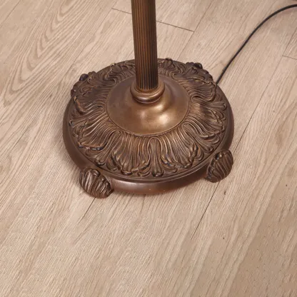 2-Light Antique Stained Glass Dome Floor Lamp for Cozy Interiors Image - 5