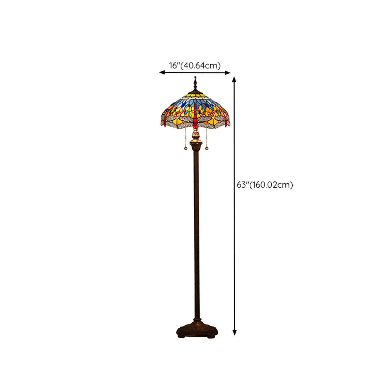 2-Light Antique Stained Glass Dome Floor Lamp for Cozy Interiors #size | homeyfad