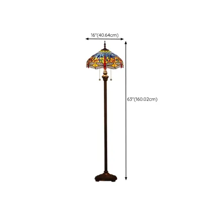 2-Light Antique Stained Glass Dome Floor Lamp for Cozy Interiors #size