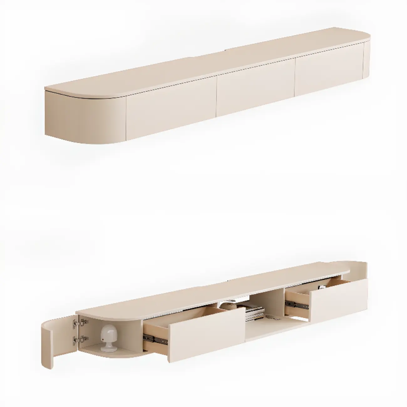 Vintage Wooden Wall-Mounted TV Stand with Lighting for Parlor Image - 9 | homeyfad