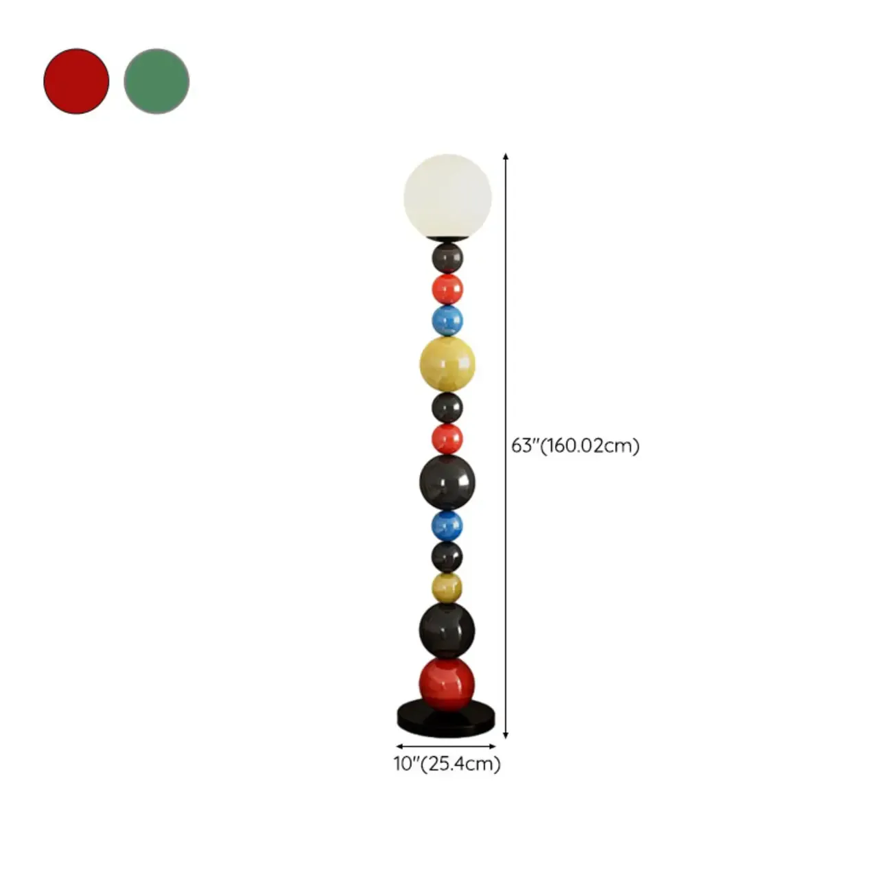 Globe Glass Shade Floor Lamp with Stacked Colorful Balls #size