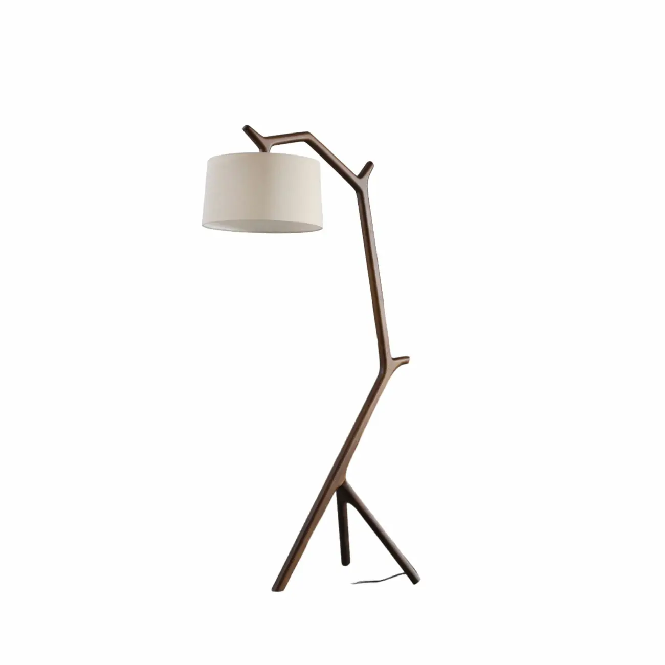 Tripod Wooden Arc Floor Lamp with Fabric Shade for Living Room Image - 7 | homeyfad