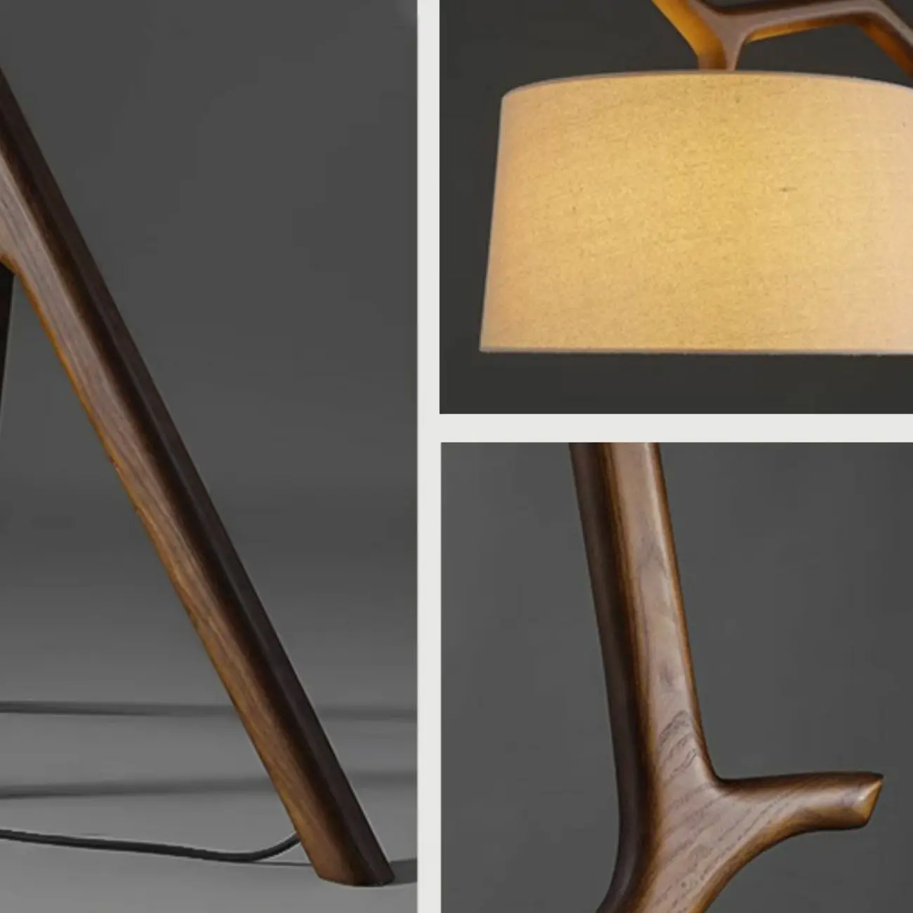 Tripod Wooden Arc Floor Lamp with Fabric Shade for Living Room Image - 9 | homeyfad