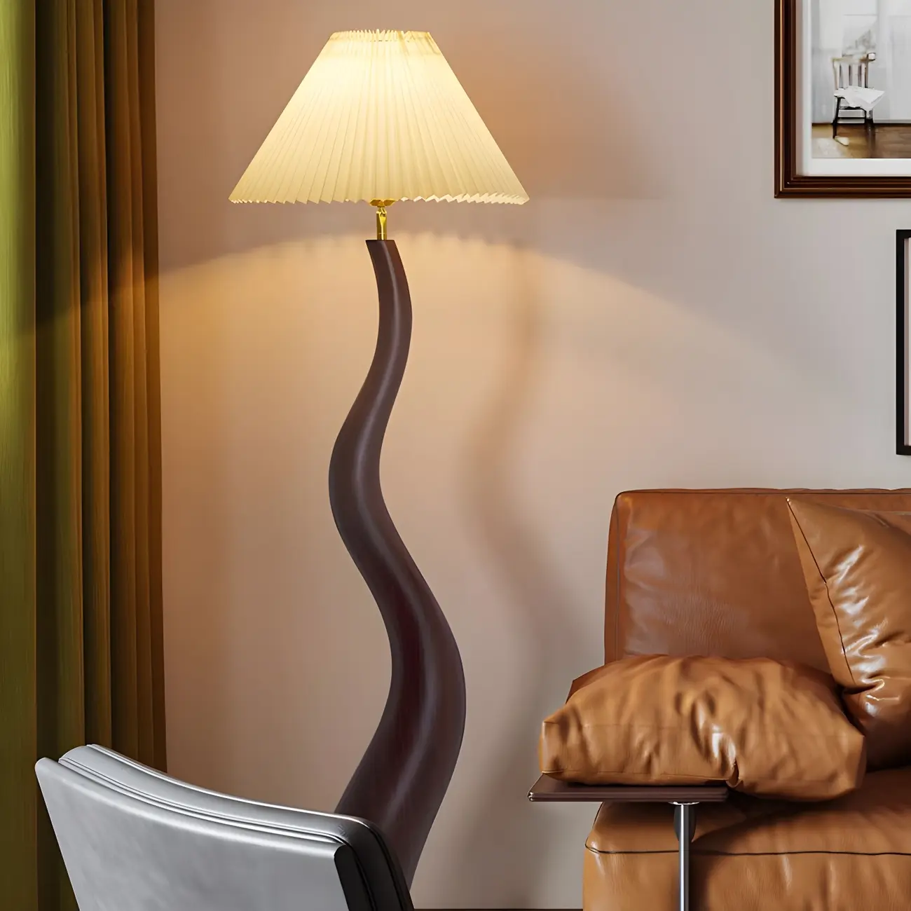 Oriental Resin Wave Floor Lamp for Living Room Decor Image - 4 | homeyfad
